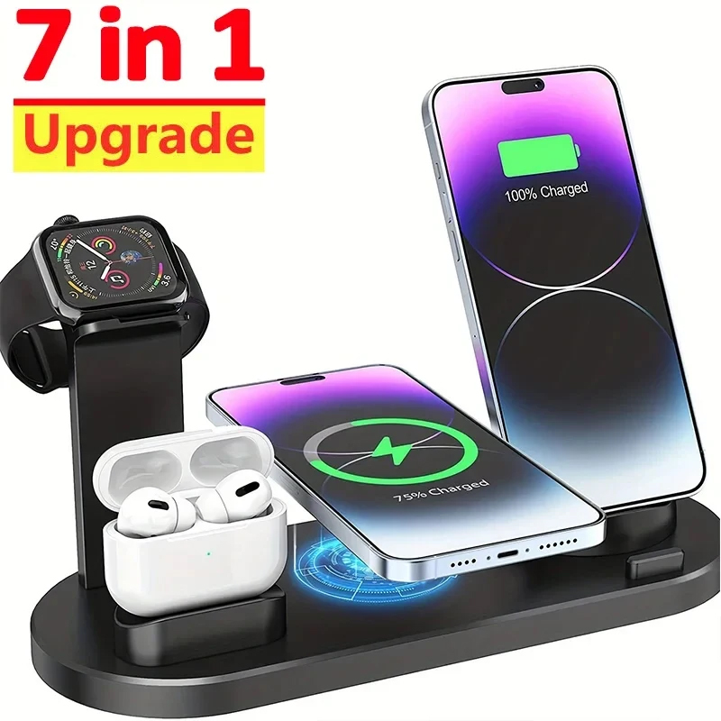 7 in 1 무선 충전기 스탠드 패드, 아이폰 15 1 - Smartwatch X12 리뷰 및 가격