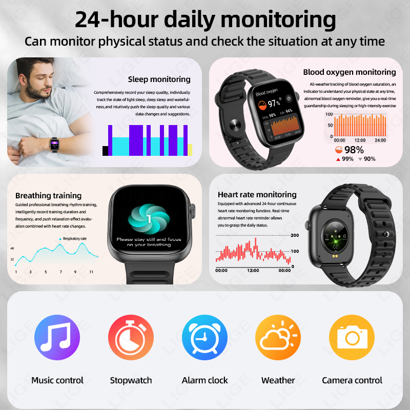 LIGE 스마트 워치 남성용 1.83인치 HD 스크린  - Smartwatch Custom 리뷰 및 가격